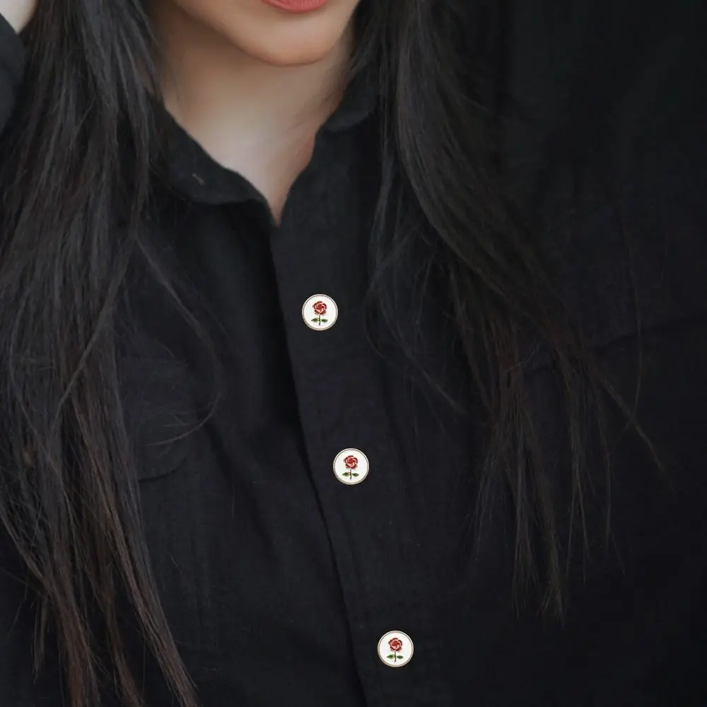 Description Picture 5 of item10Pcs Fashion Rose Flower Metal Clothing Buttons Suit Coat Sweater Decoration Button DIY Handmade Sewing Button Sewing Accessory