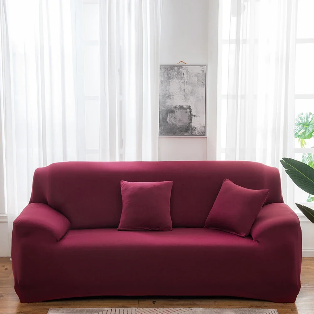 Elastic Solid Color Sofa Covers for Living Room Sectional and Couch Chair Protection