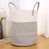 New Home Products Cotton Rope Woven Dirty Cloth Basket Living Room Bedroom Handmade Fabric Storage Basket Toy Storage Bag 2