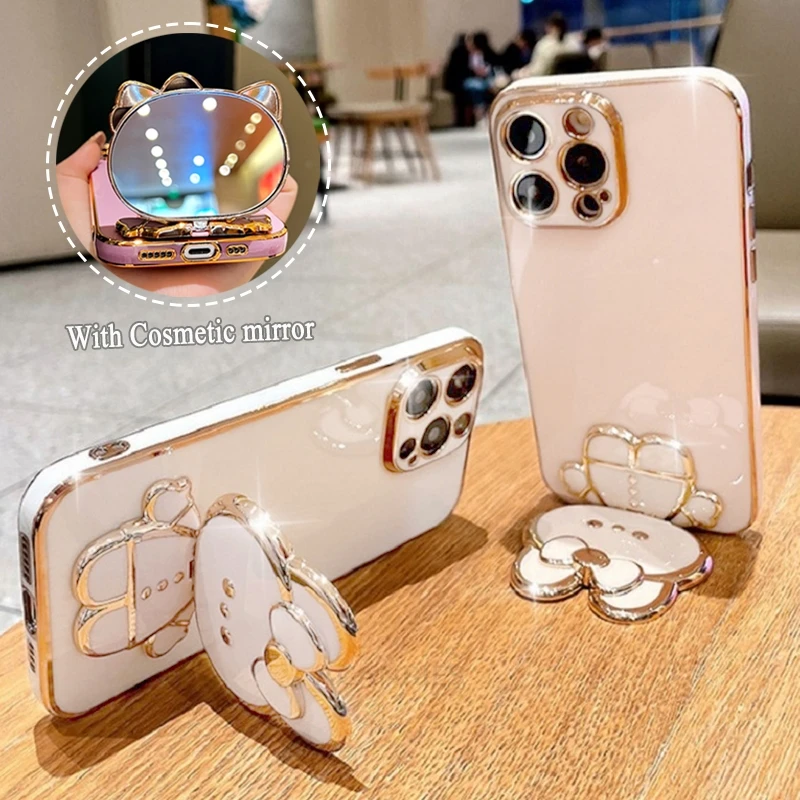 Luxury Plating Mirror Stand Case – Premium Silicone Holder with Enhanced Protection