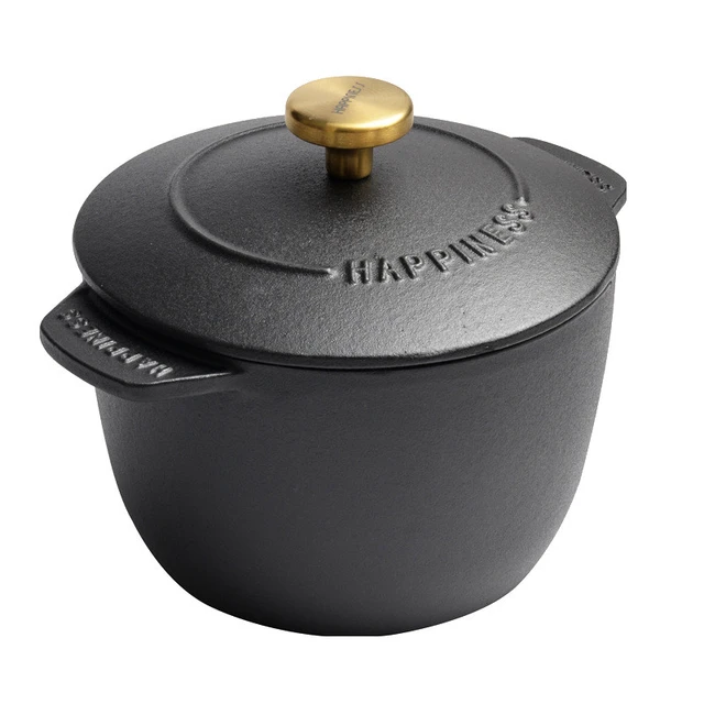 Cazuela de arroz de hierro fundido, olla de estofado de Horno Holandés  negro de 16cm aplicable para cocinar arroz y hornear, utensilios de cocina  de 1,5 cuartos - AliExpress