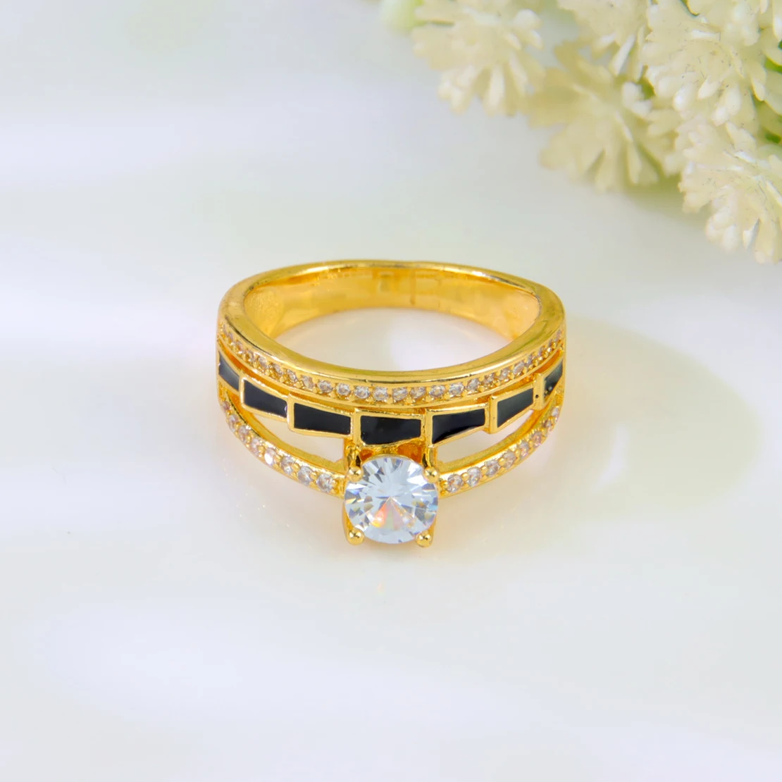 Italienische Zirkonia-Cocktailringe, 21 Karat vergoldet, Dubai, Hochzeit, luxuriöser Paarring, Nigeria, Damen, täglicher Party-Schmuck – Detail 12