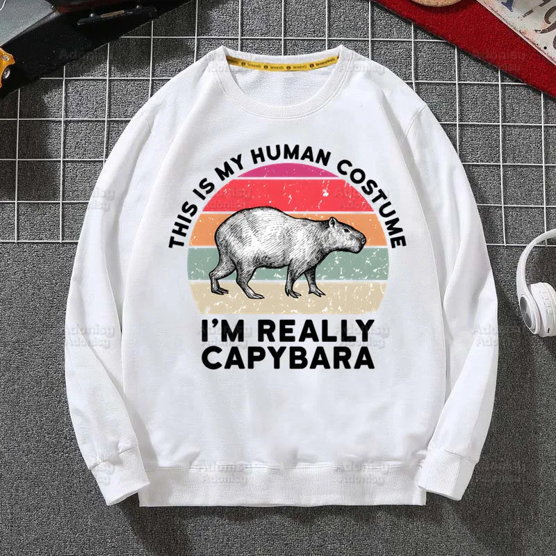 

Толстовка Capybaras Is My Spirit мужская с изображением животных, повседневная кофта с капюшоном, свитшот, белый цвет, на весну-осень