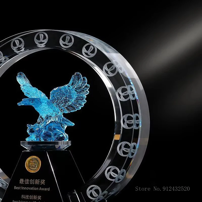 Customized Crystal Trophy, Outstanding Employee Annual Meeting Reward, Competition Commemorative Souvenir, Home Decorations, 1Pc