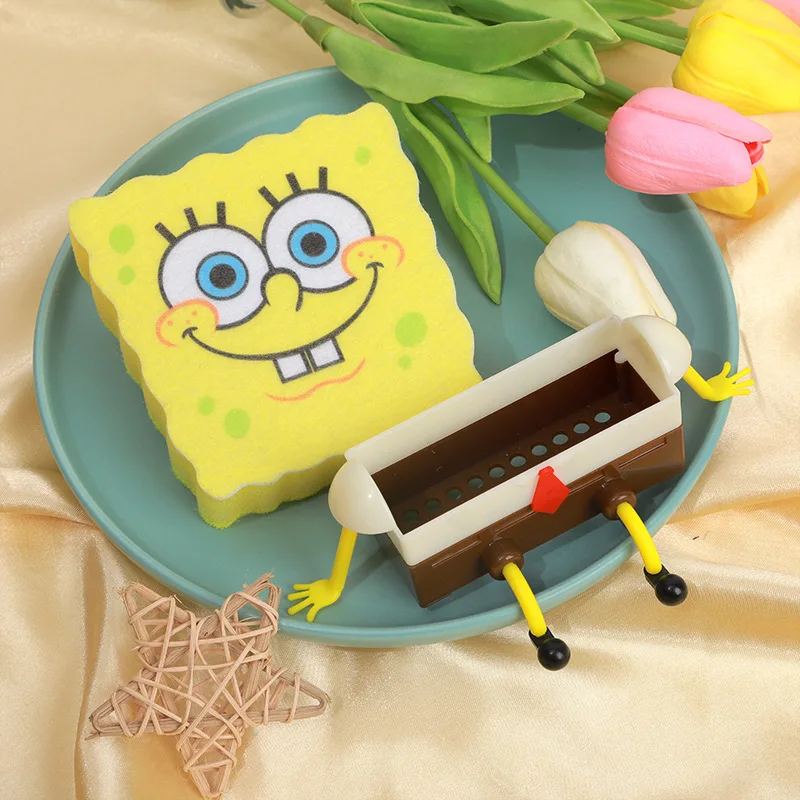 

SpongedBob SquarePants Dish Washing Brush Sponge Kitchen Supplies Drain Rack Cleaning Dishes Brushes Reusable Scrub Scouring Pad