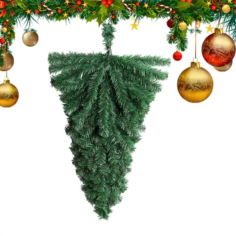 

Искусственная Рождественская елка с перевернутым верхом, дверь елки, Искусственная елка, 18x10 дюймов, устойчивая к выцветанию, Рождественская дверь из ПВХ