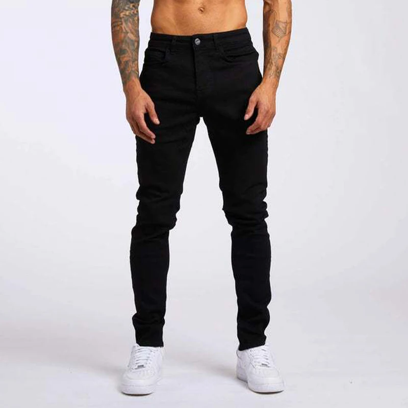 2023 New Men's Black Jeans Solid Stretch Slim Fit Denim Pants Casual SKinny Trousers Streetwear Y2K Pants Men