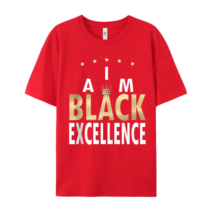 Leisure Tshirts Classic Round Collar I Am Black Excellence Gift 100% Cotton Mens Tees Gift Idea Short Sleeve Tops Tees I Am Black Excellence Gift For Black HIstory Month Tank Top__18052 red
