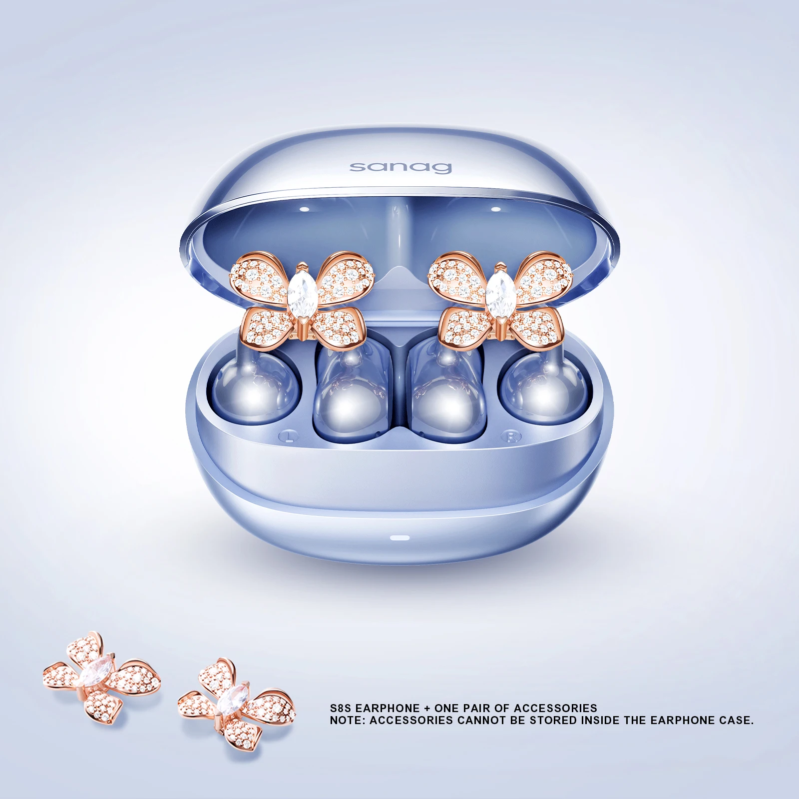 sanag S8S AI ワイヤレスイヤホン ブルー Sanag S8S AI Open Ear Clip on Headphones HiFi Lossless Sound