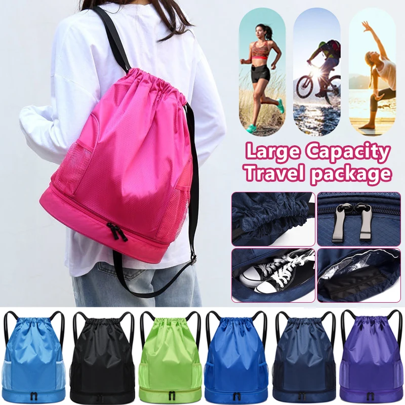 

Fitness Drawstring Waterproof Backpack Basketball Football Backpack with Ball and Shoe Compartment Sport Bag Men Gym Soft Bag