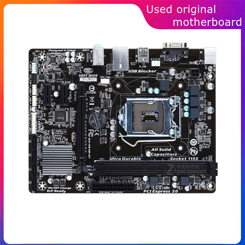 Usato Lga 1155 Per Computer Intel H61 Ga-H61M-D1 H61M-D1 Scheda Madre Usb2.0 Sata2 Scheda Madre Desktop Ddr3 16G
