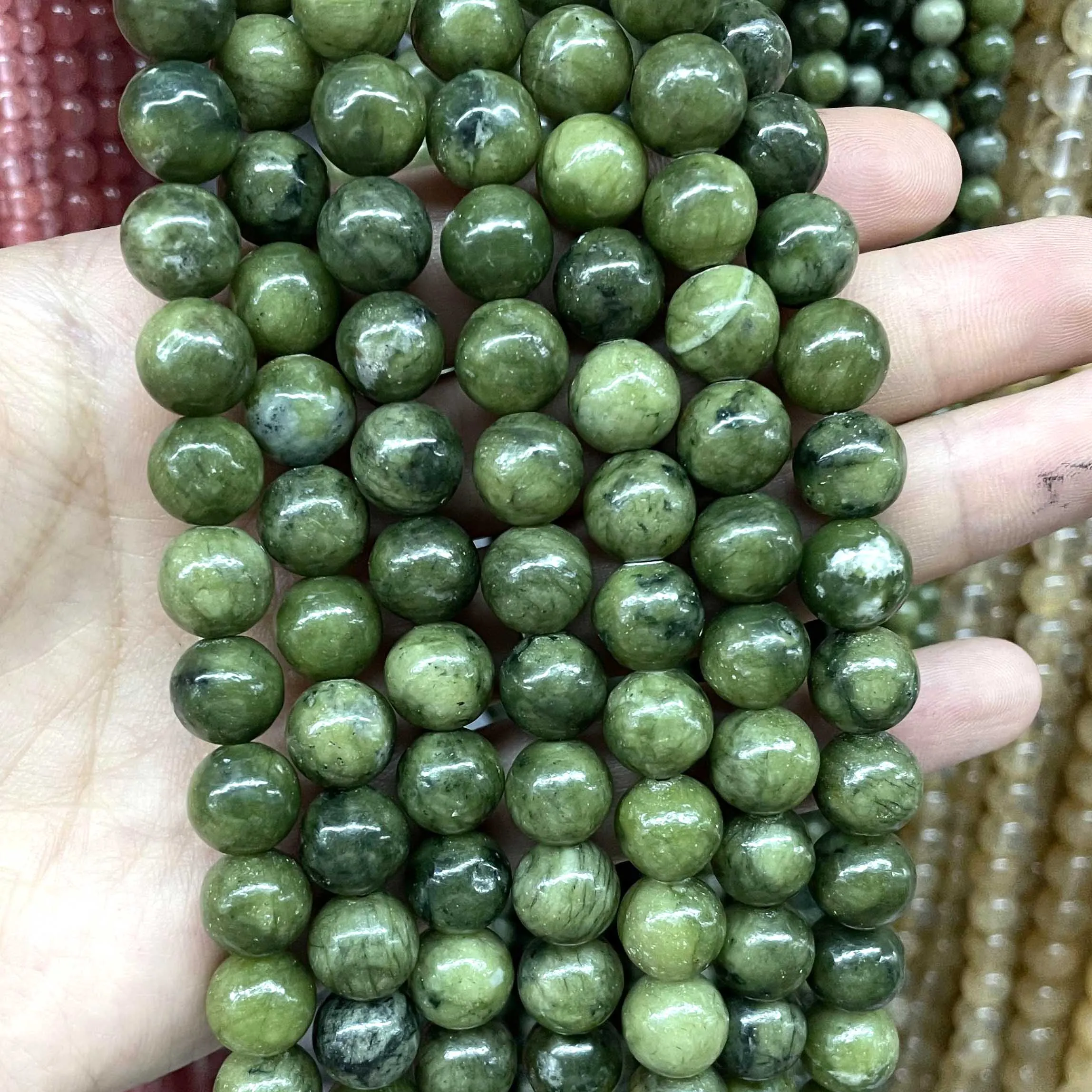 Natural Stone Green Jades Cylinder Square Irregular Faceted Round Loose Spacer Beads For Jewelry DIY Bracelet Making Accessories