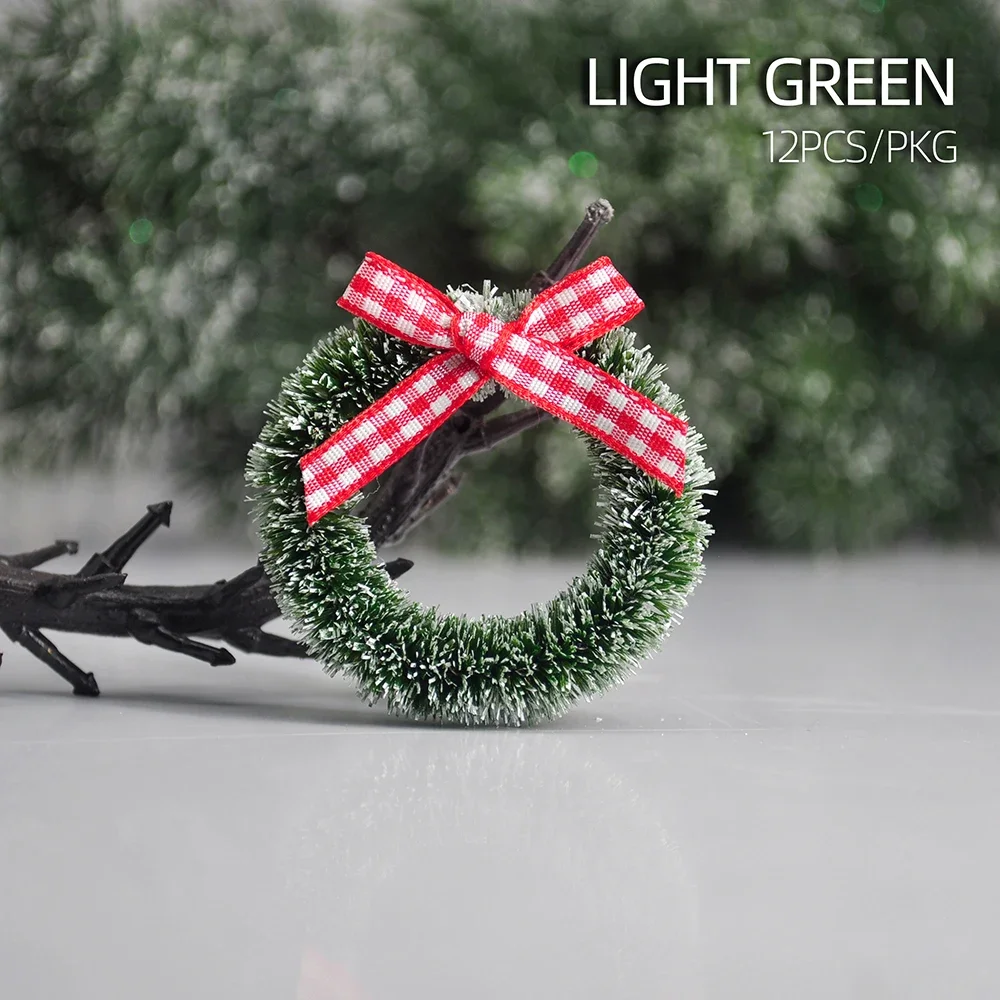 thumbnail image 1 of 12 mini coronas navideñas para puerta de entrada, guirnaldas de simulación hechas a mano para colgar el árbol de Navidad, adornos para casa de muñecas, suministros para fiestas, 1 of 5
