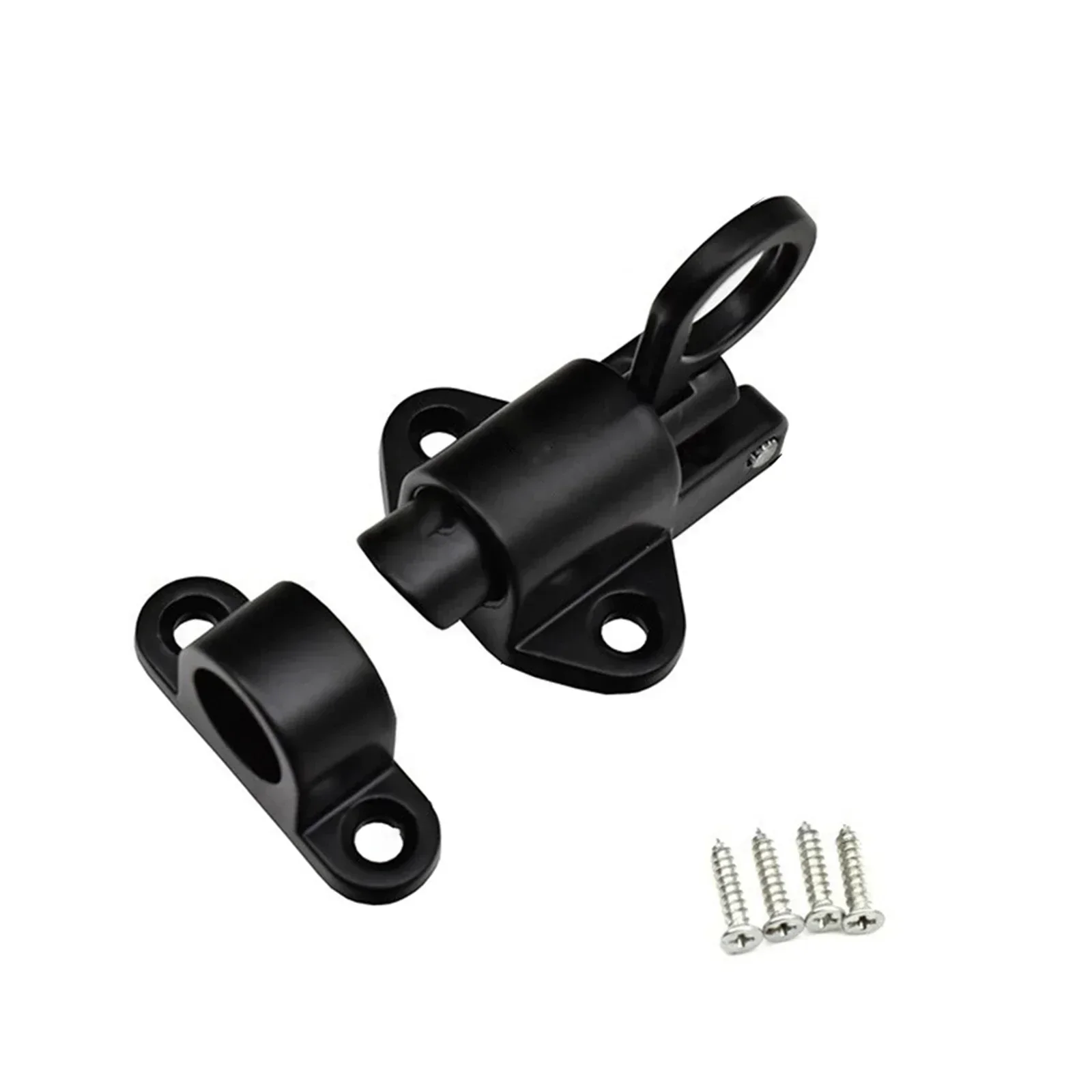 Spring Loaded Window Door Bolt Gate Security Pull Ring Spring Bounce Door Bolt Automatic Latch Gate Lock Hook Self-Closing