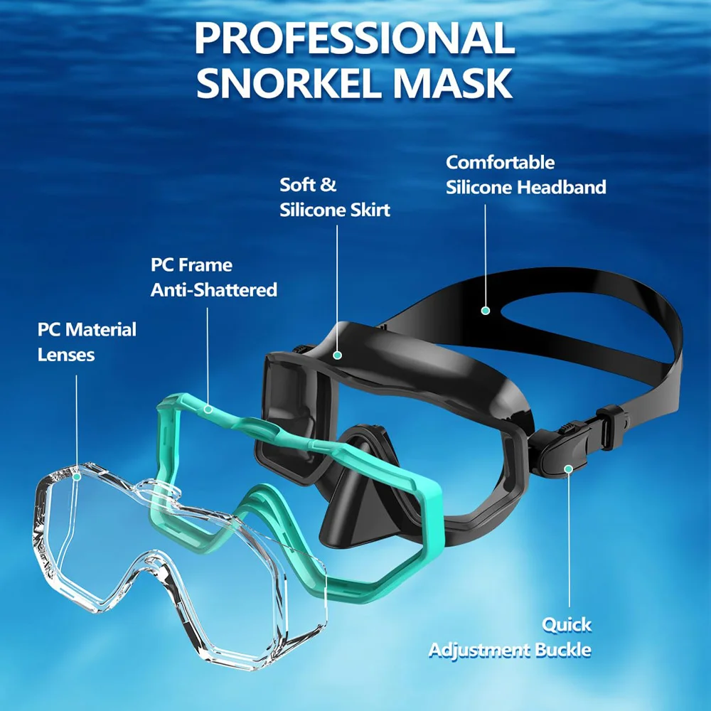 3 Windows Snorkeling Diving Mask snorkeling diving mask diving mask Three-Lens Panoramic Wide View HD Adjustable For Adults and Kids