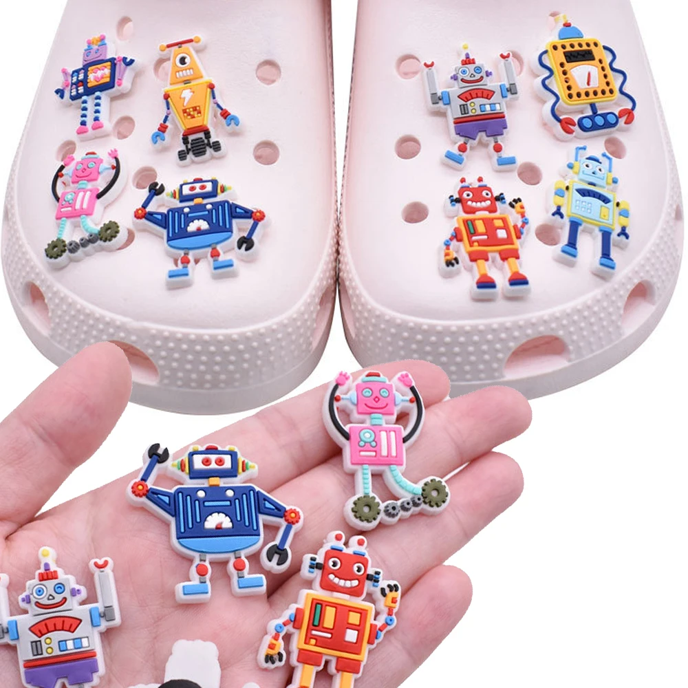 

Hot Sale 1pcs PVC Robot Accessories for Crocs Charms Men Badge Women Clogs Buckle Kids Pins Shoe Decoration Jeans X-mas Gift