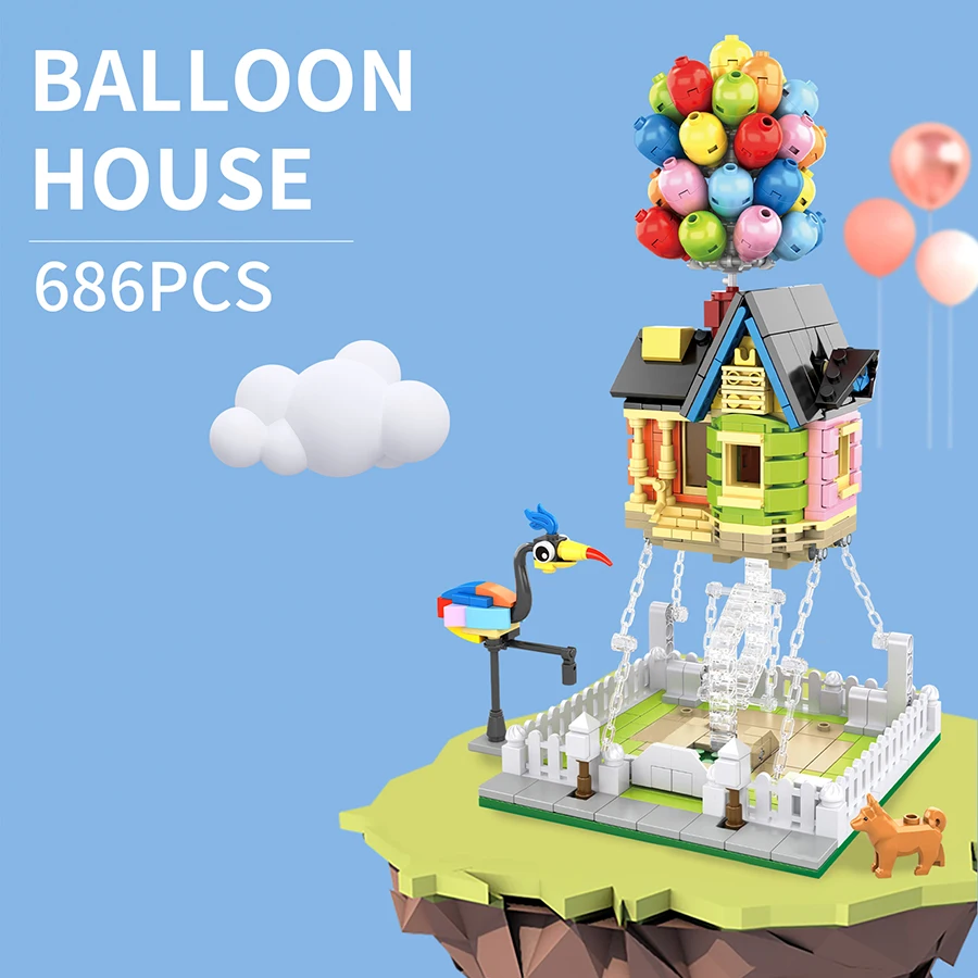 686PCS flying house MOC building block model set creative
