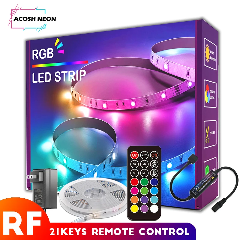 RGB LED Strip Lights With 21Keys RF remote 12V luces LED flexible led tape 20M waterproof led strip for home room holiday