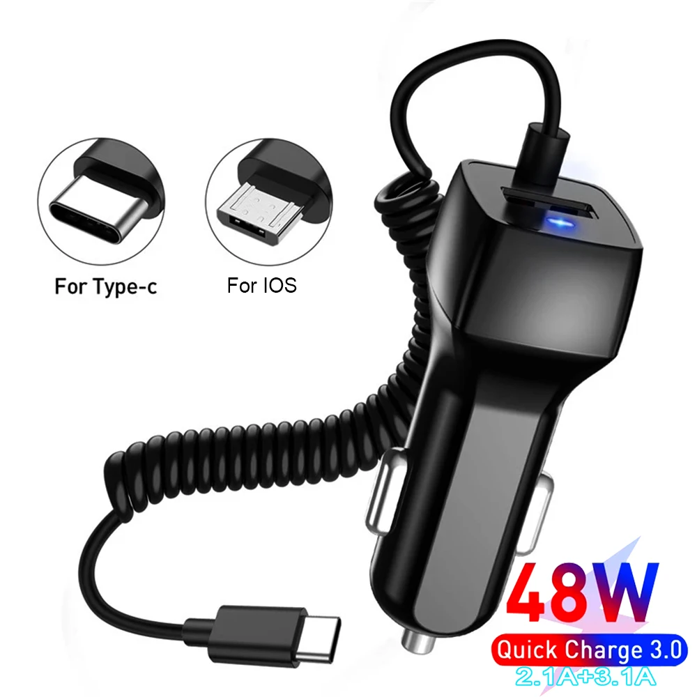Chargeur-de-voiture-USB-de-type-C-ressort-c-ble-de-charge-rapide-IOS ...