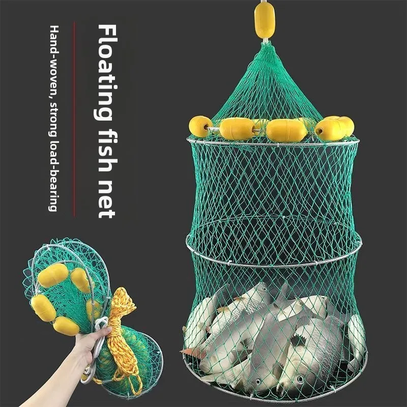 Large Fi Fiing Net Bag Water-floating Sea Fiing Baskets Weaved Nylon Me Portable Fiing Gear for Cam And Travel