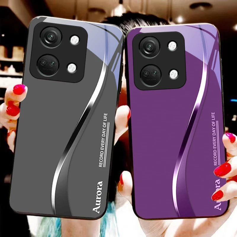 Two-Tone Stripes Black Tempered Glass Phone Case