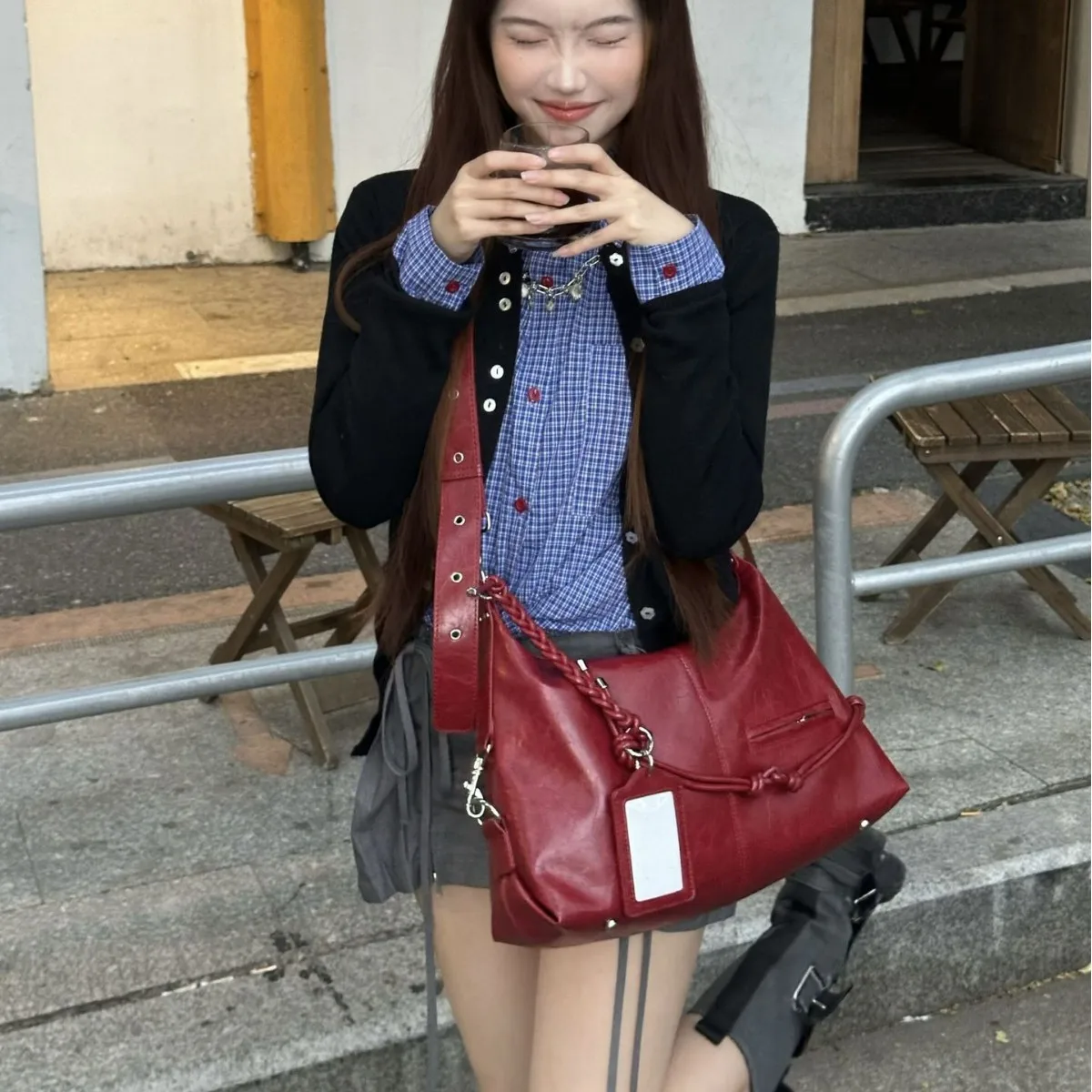 Strappy Punk Style Motorcycle Underarm Bag for Women Messenger bag large capacity Soft PU leather female shoulder bag handbag