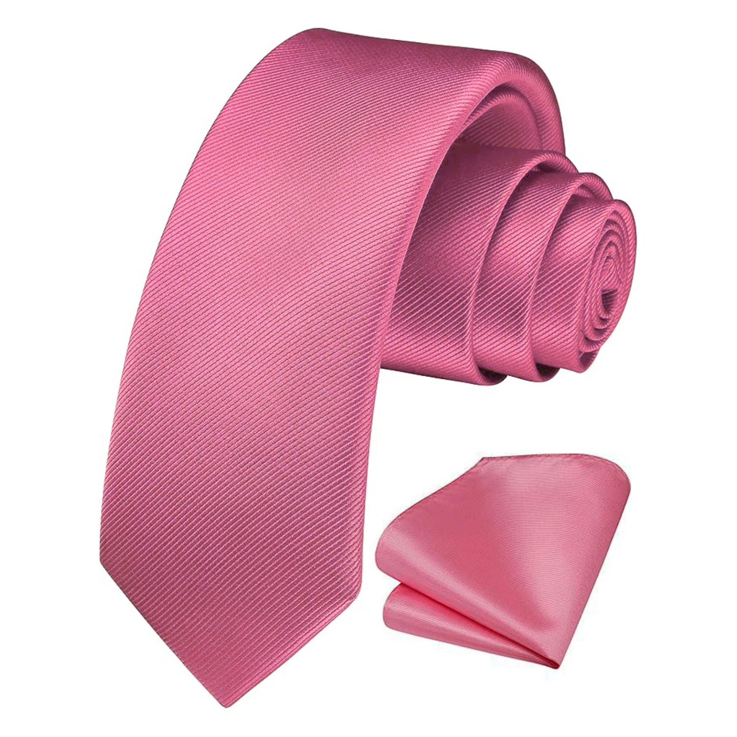 Men's Neck Tie Pocket Square Combo Set Slim Solid Color 6cm Silk