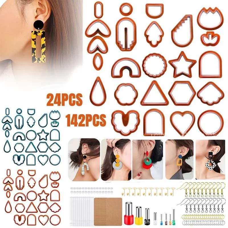 

Plastic Polymer Clay Cutter Set Earring Making Kit Different Shapes Craft Die DIY Handmade Kids Jewelry Making Clay Tools Mould