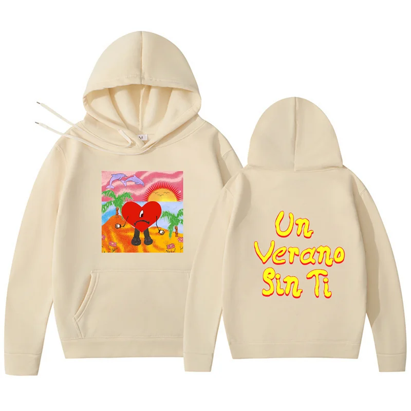 Streetwear Funny Bad Bunny Women Hoodies Un Verano Sin Ti Print Men Woman Hooded Pullover Unisex Tracksuit Clothes Sweatshirts