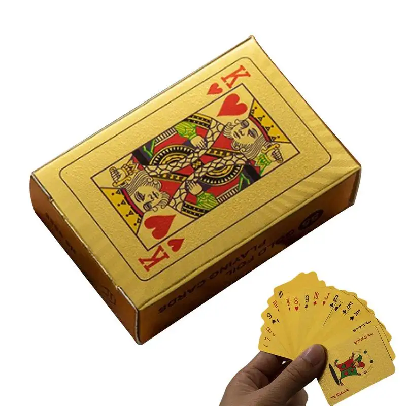 

Mini Playing Cards Travel Novelty Learning Cards Learning Toy Cards Gold Foil Golden Children's Cards For Back Yard Beach Games