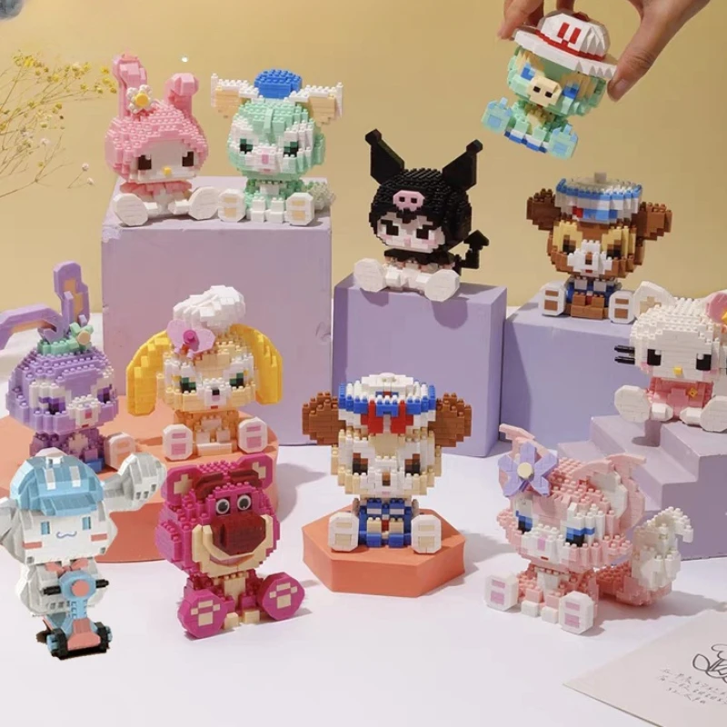 Disney 108 style Stitch LinaBell StellaLou Building Blocks Princess Cartoon Figrues Bricks Children's Assembly Toys Model Gift 3