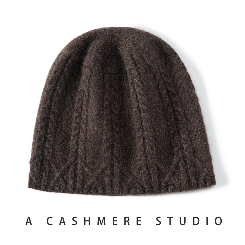 Winter New Women Hat 100% Cashmere Knitted Headgears Beanies Soft Warm Hats Lady Fashion Jacquard Bonnet High Quality Girl Cap 4