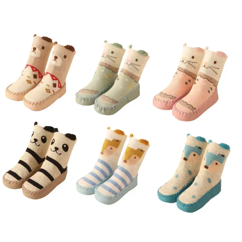 Newborn Girls Boys Cute Toddler Shoes Socks Winter Baby Cartoon Animal Floor Socks with Rubber Soft Anti Slip Sole Infant Stuff Kids Socks Baby Socks Girls Socks Cartoon Socks