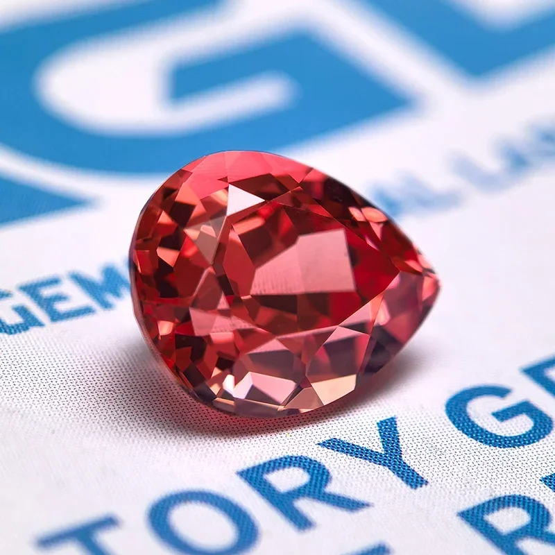 Lab Grown Sapphire Fire Lotus Sunset Color Pear Shape Charm Beads for Diy Jewelry Making Necklace Selectable AGL Certificate