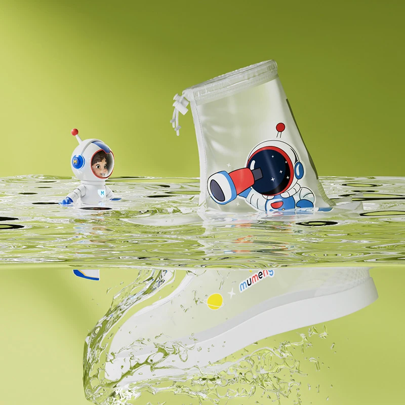 Outdoor Rain Shoes Cover Kids Waterproof Rain Overshoes Anti Slip Transparent Shoes Protector Cute Cartoon Dinosaur Rain Boots