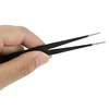 6PCS Stainless Steel Lash Tweezers Black Straight Point Elbow Nail Art Tweezer Makeup Eyelash Extension Applicator Beauty Tools 6