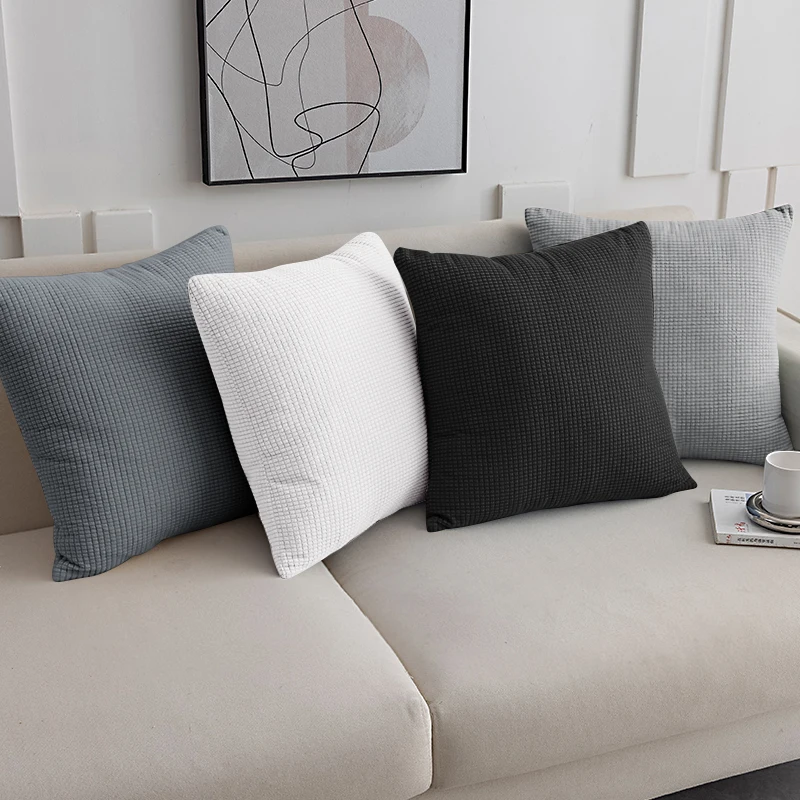 40x40 45x45 50x50 Solid Color Jacquard Pillow Cover for Sofa Office Waist Cushion Cover Home Decorative Pillowcase Decoration 6