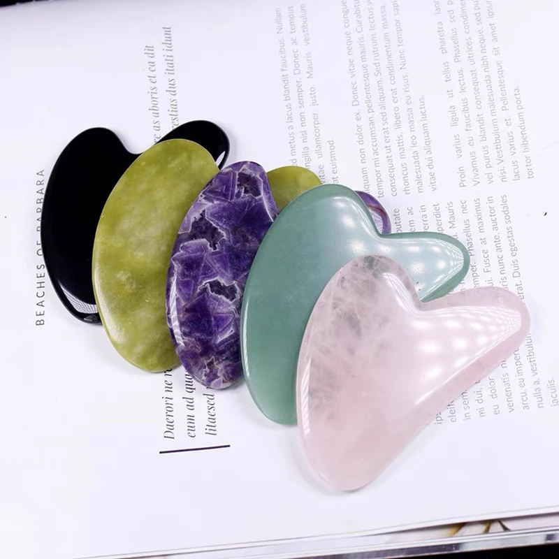1PC Stone Gua Sha Massage Board For Face Rose Quartz Guasha Plate Jade Face Massager Scrapers Tools For Neck Back Body