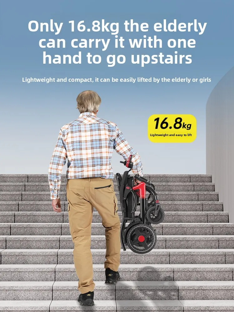 Sedia a rotelle elettrica pieghevole ultraleggera intelligente completamente automatica scooter portatile per anziani disabili speciali - immagine 3