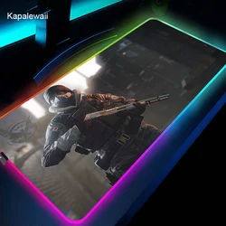Tapis de souris RGB arc en ciel Six Six, grand format XXL, avec rétroéclairage LED, pour ordinateur et bureau 