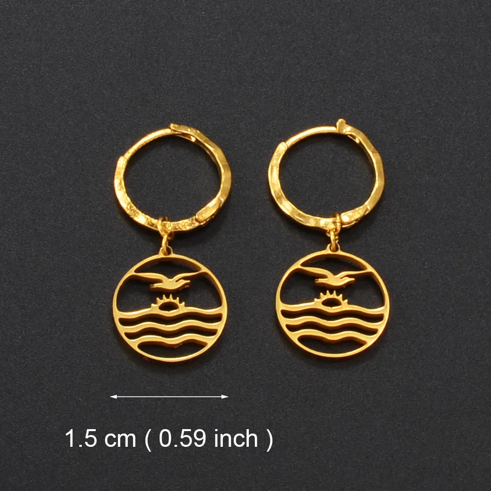 Anniyo Small Earrings for Women Girls Gold Color and Stainless Steel Kiribati Earring Island Style Jewelry #034021 6