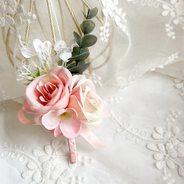 Uomini Boutonniere rosa spilla sposa polso da sposa corpetto braccialetto cerimonia dello sposo festa di fiori incontro arredamento  320