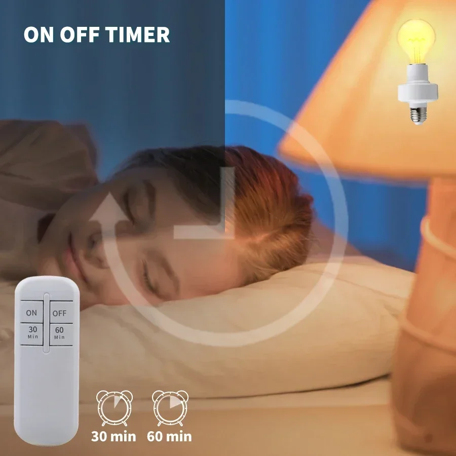 LED Bulb Holder Wireless E27 E26 AC 85-265V Socket Lamp Base Adapter Converter Remote Control ON/OFF Timmer
