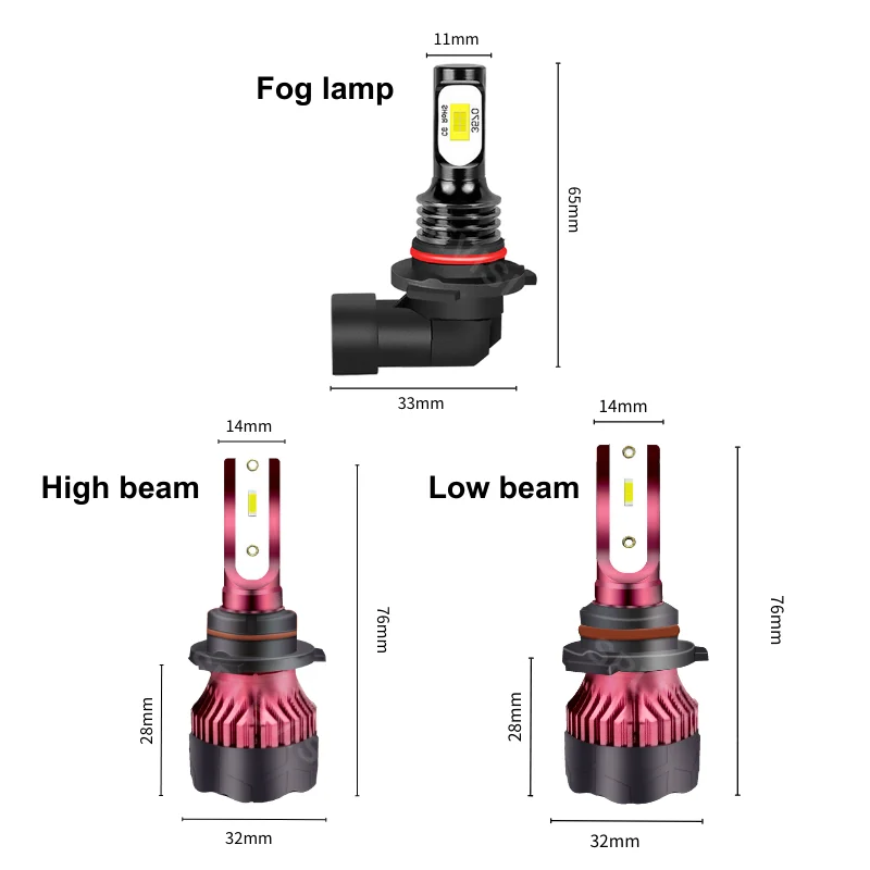 Plug And Play 6000K High Low Beam Fog Lamp Combination Set For Cadillac SRX 2004 2005 2006 2007 2008 2009 LED Headlight Foglight