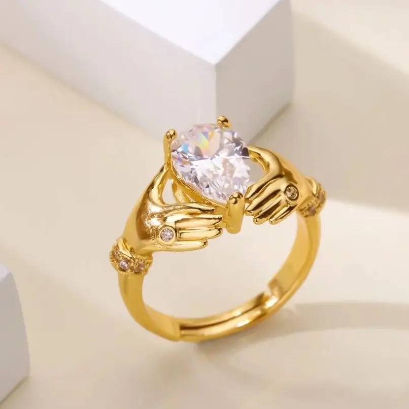Zircon Ring for Women 18K Gold Plated Stainless Steel