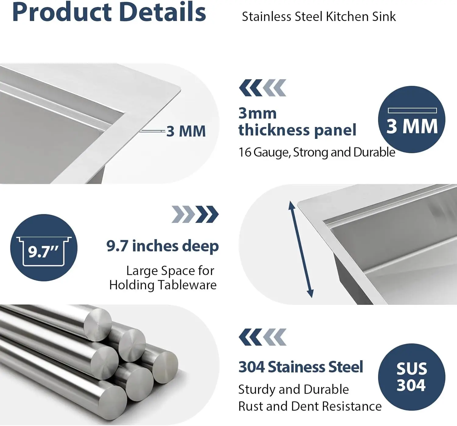 33 Drop In Kitchen Sink Workstation -  33x22 Kitchen Sinks Drop In Stainless Steel 16 Gauge Single Bowl Handmade 5