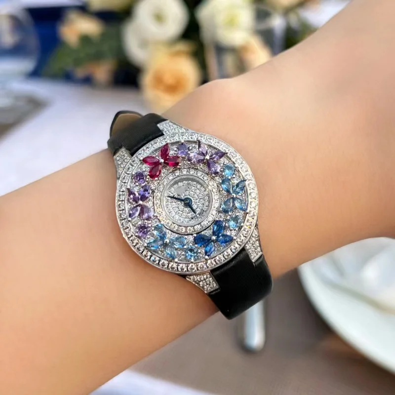 Luxury Colorful Women's Watch Quality Jewel Wristwatch Bracelet Elegant Timepiece for Ladies Luxury Brands Quartz Watches clock 3