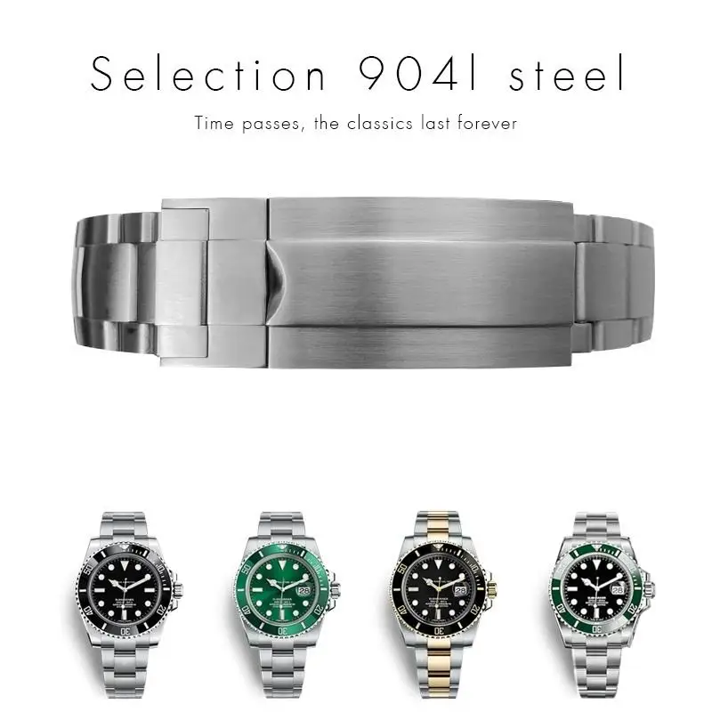 SCHIK 904L Stainless Steel Glide Folding Buckle WatchBands For Rolex Submariner OYSTERFLEX GMT 20mm Watch Strap Bracelet