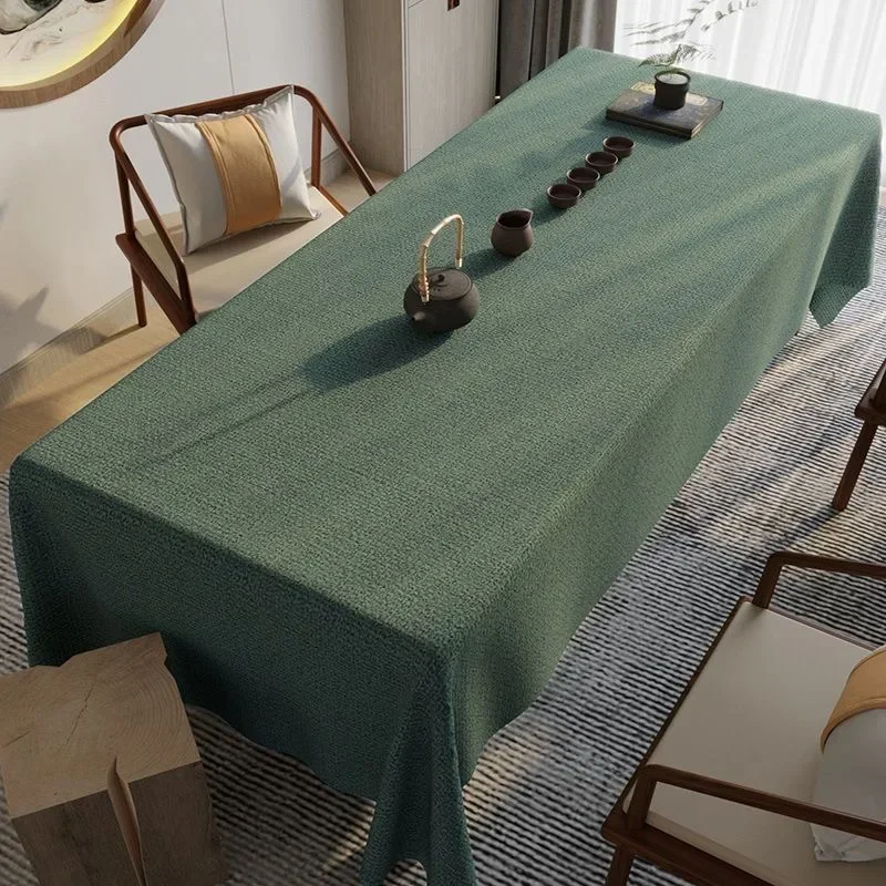 Chinese classical cotton linen tablecloth fabric waterproof tea tablecloth solid color tablecl HODAN174