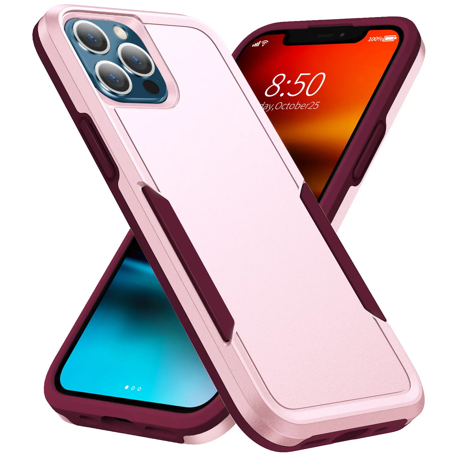 Armor Shockproof Phone Case with Heavy Duty TPU Bumper and Hard Plastic Back Cover